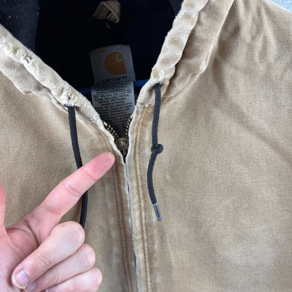 Carhartt Jacket Mens Large J130 Tan Insulated Active Jac Vintage Y2K Hood 2006